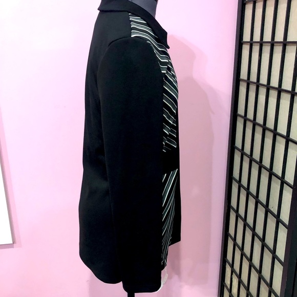 RAG buttoned blazer/suit jacket tailored black w/white stripes size L EUC - Picture 6 of 10